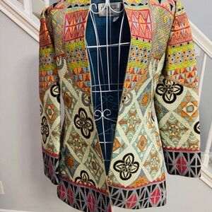 Vintage Mary MCFADDEN Couture 100% Silk Printed Jacket S